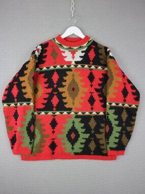 FairSet Aztec Print All Over Design Sweater Vintage Medium